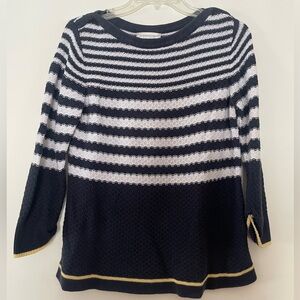 Christopher and Banks Striped Navy and White Women's Sweater, Size Medium
